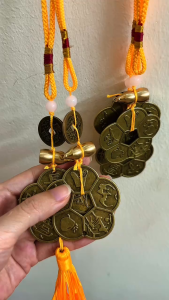 Móc treo phong thuỷ ngũ phúc kèm hồ lô – dây treo đồng xu hoa mai may mắn