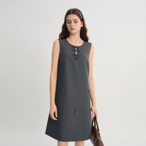 DUSHU | Bow Decorated Beaded Tank Dress