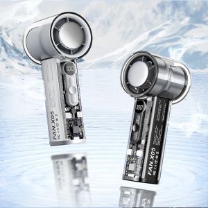 2025 New 3000mAh Battery 100Gears AI Superconducting Cooling Hanging Neck Outdoor Mini Fan Handheld Folding Powerful Turbofan