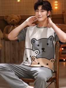 Youth Pajamas Boys Summer Short Sleeve Trousers Pure Cotton Big Boys 15-16-17 Middle School Students Suit