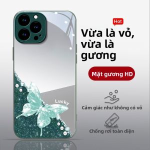 Ốp Lưng Điện Thoại Bằng Kính Toàn Diện Chống Rơi Hình Bướm Cho Apple 16Promax 15Pro 14 13Mini 12/11 8 7Plus 6splus XR XS SE3 Phụ Kiện Điện Thoại Di Động