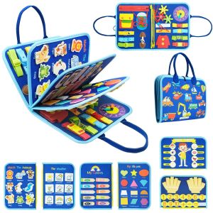 Montessori Busy Board Educational Learning Sensory Busy Book Toddlers Basic Motor Skills Activities Toy for Airplane Car Travel