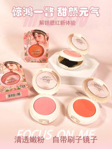 YCID Single Color Cheek Palette with Brush And Mirror Doll Performance Orange Eyeshadow Blush Disk Long-lasting Color