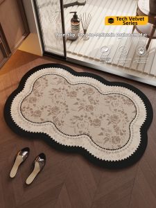 Honghe | Vintage Floral Pattern Diatomite Bath Mat Anti-slip Waterproof Quick Drying