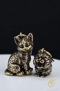 [Tặng Kèm Khoen] Decor Mini Móc Khóa Hình Mèo Dễ Thương Trang Trí Tiểu Cảnh Để Bàn Bằng Đồng Thau - Đồ Đồng Thuận Tâm