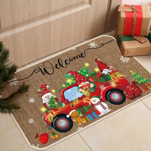 VIKAMA Christmas Gnome Decorative Rug Living Room Bedroom & Entrance Door Mat Non-Slip Stain-Resistant Rug Home Decor