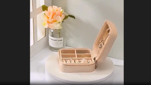 Travel Jewelry Case With Mirror Necklace Earrings Ring Organizer Display Boxes Pu Leather Zipper Jewelry Storage Box Portable