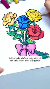 Bút Màu Acrylic Marker 12/24/36/48/60 Cao Cấp Màu Sắc Tươi Sáng - Bút Lông Màu