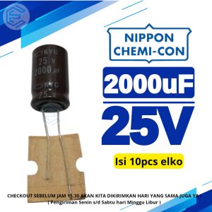 Elko 25v 2000uf Elco 2000uf 25v original (isi 10pcs)