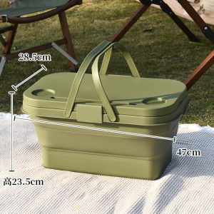 กระสอบพับได้สำหรับใช้กลางแจ้ง ถังน้ำพร้อมตะกร้าพับได้สำหรับปิกนิก กระเป๋าใส่ของสำหรับการเดินทางแบบพกพา กระสอบสำหรับทำอาหารกลางแจ้ง กระสอบสำหรับเก็บของ