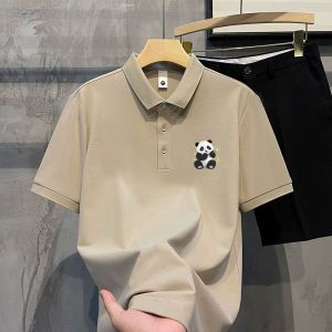Áo Thun Nam Dáng Rộng in Hình Gấu Trúc Mùa Hè Thường Ngày Không Cần Ủi Áo Thun Cotton Phong Cách Mỹ Thường Ngày