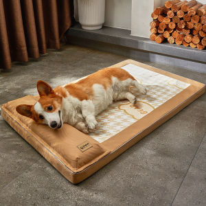 Cooling Silk Dog Bed Mats Washable for Big Dogs Small Dogs Puppy Bed with Removable Cover Egg Crate Foam Pet Mat for Summer
