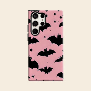 Pink Bat Halloween Seamless Luxury Fashion Full Lens Protective Case for Samsung Galaxy S26 S25 S24 A56 A36 Plus Ultra