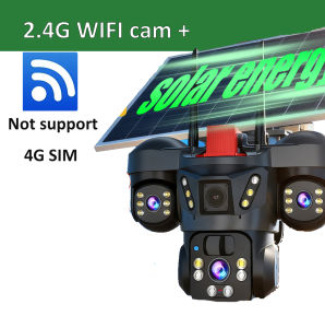 V380 Pro WiFi Solar Camera CCTV Three Screen 10X Zoom Security Protection 4G Sim Card Wireless Solar Surveillance Cam Monitor