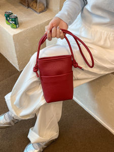 TANGKOU | Red Elegant Soft Leather Mini Crossbody Bag