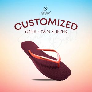 Sanduc SR@Rubber Ladies Mix & Match Flip Flops - Maroon Base 2 - 6 Colors Available
