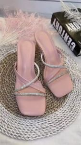 An02 Sandal High Heels Aesthetic Untuk Remaja Perempuan Sendal Hils Jinjit Wanita Korean Style Lebaran Kondangan Wisuda Cantik Elegan Mewah Kece Bridal Shoes Cewek