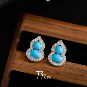 Chao Lusi New Chinese Style Turquoise Gourd Necklace National Trend Clavicle Chain Earrings Versatile Floral Pendant Womens Jewelry