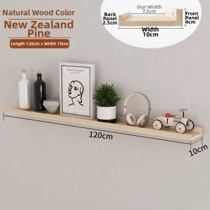 Hole-free Installation Solid Wood Wall Shelf For Living Room