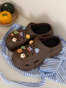 Giày Đế Dày EVA Thời Trang Ngoài Trời Cho Nữ Mùa Hè Giày Đế Xuồng Hở Mũi Họa Tiết Quái Vật Vui Nhộn Giày Đế Bằng Đế EVA