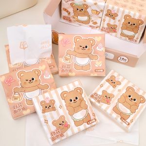 Portable Cute Print Tissue Paper Small Pack Outdoor School Children Dining Napkin Paper Hygienic Soft Tissue Paper