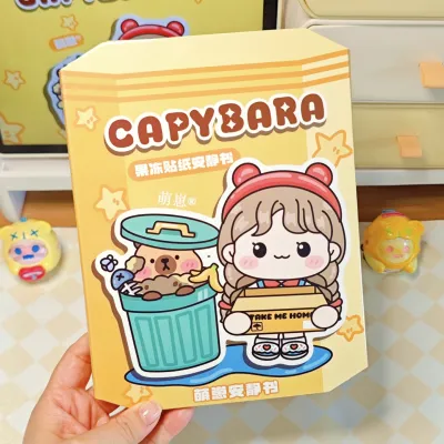 2026 New Jelly Sticker Quiet Book No Cutting Capybara DIY Material Pack Bé Gái Educational Toys Birthday Gift Handmade Clothes Sticker Book for 3-6 Years Old Children