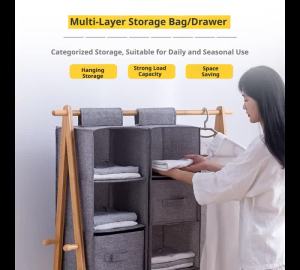 3/4/5 Layer Storage Hanging Bag Multifunctional Clothing Organizing Bag Foldable Closet Clothes Sorting Storage Pouch Organizer
