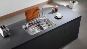 ZUHNE Sakura Japan-Style Flush Mount Kitchen Sink Workstation with Accessories