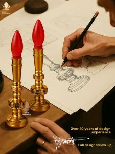 SHANYANG | Pure Brass LED Candlestand Religious Offering Lamp