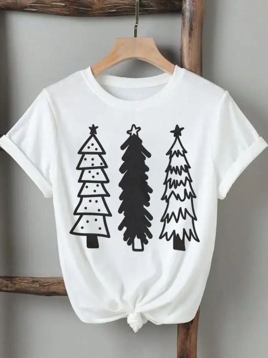 Tee Christmas Lovely Letter Style Festival Women Lady Printed New Year