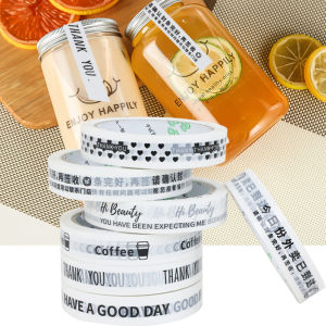 Takeaway Coffee Cup Lid Sealing Tape Narrow Baking Dessert Packaging Label Logo Printed Adhesive Tape Business Supplies