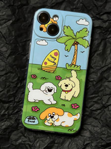 Surf Dog Full Cover  Case Color Block Cute Pet Design Compatible with  12 13 14 16 pro Max 11 15 TPU Protective Cover