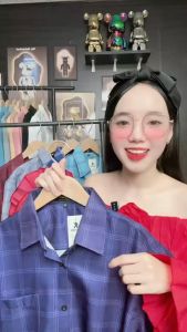 Áo sơ mi trung niên ngắn tay caro lụa Hàn in họa tiết 3D chống nhăn