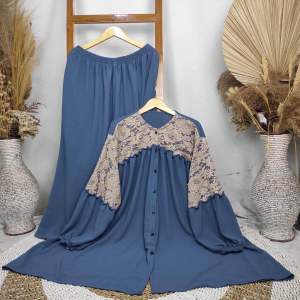 Margaretha Set Tunik Super Jumbo -Setelan Tunik Wanita LD 165 cm Crinkle Airflow Premium Polos Atasan Bawahan