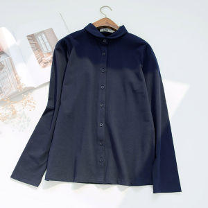 Spring Pure Cotton Long Sleeve Womens Shirt Elastic White Fashionable Large Size Sweet Top Commute Korean Style Straight Cut