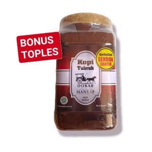 Kopi O Tubruk Bubuk Java Robusta Cap DOKAR (BONUS Toples) untuk 50x seduh