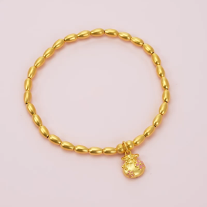 Chow Sang Sang 周生生 999 Gold MINTYGREEN Lucky Bag Bracelet for Women 14.5cm 94675B Price-by-Weight 9.35g Gold