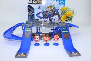 Childrens Diy Track Railway Car Plastic Parking Toy Set Multilayer Assemble Rail Railway Car Garage Track Kids