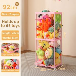 Upgraded Elastic Plush Doll Storage Bucket Transparent Toy Storage Tube Childrens Plaything Organizer Soft Toy Basket