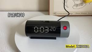 LED Digital Display Projection Digital Alarm Clock with 180° Rotatable Projector Clear 4-Level Brightness Dimmer FM Radio Time f