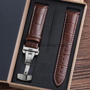 For Tissot Seiko Calf Genuine Leather WatchBand Alligator Grain Butterfly Clasp Watch Strap 12/13/14/15/16/17/18/19/20/22mm 24mm