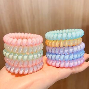Set 5 Dây cột tóc lò xo mềm dẻo màu pastel thời trang H5