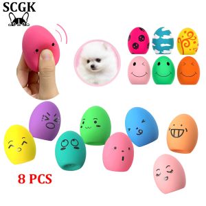 SCGK bouncy egg Dog Toys Funny Ball Squeaky Latex Bouncy Egg with Squeaker for Puppy Small Pet Dogs Soft Rubber Sound