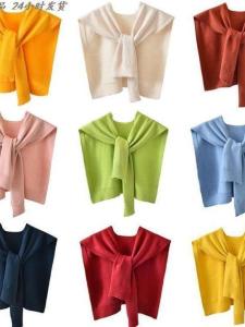 Fashionable Versatile New 2025 Mixed High-end Knitted Small Shoulder Wrap Simple Spring Autumn Four Seasons High-end Outerwear Shawl