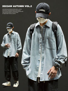 Áo Khoác Denim Nam Dáng Rộng Mùa Xuân Thu Phong Cách Mỹ Cổ Điển Áo Sơ Mi Giặt Nhẹ Áo Khoác Nam Mùa Thu