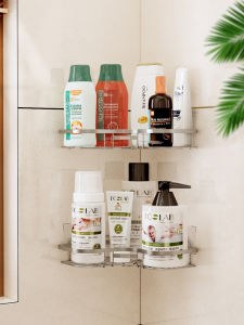 Bathroom Corner Triangle Storage Rack Toilet Stainless Steel Multi-Function Wall Mounted No Drilling Bath Gel Organizer