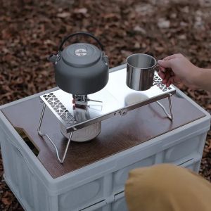 Mini Folding Camping Table Multi-Functional Stainless Steel Stackable Table Portable Safe Stove Stand Table for Outdoor Picnic