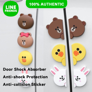100% Authentic Line Friends Car Door Shock Absorber Anti-collision Sticker Silicone Pad Car Door Closing Anti-shock Protection Soundproof Silent Buffer Stickers Gasket Universal Auto Accessories LFB195/LFB175