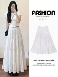 XIANYIJIAO | White A-Line Umbrella Skirt Large Size 2023 Summer