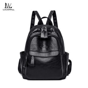 LouisWill Women’s Backpack Shoulders Bag Fashion Backpack Waterproof PU Large Capacity Backpack Casual Zipper Packs Multiple Pockets For Girls Teens Women’ Fashion